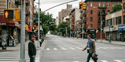 Empty street, American waits, Italian crosses red light